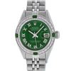 Image 2 : Rolex Ladies Stainless Steel Green Diamond & Emerald Datejust Wristwatch