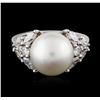 Image 2 : 18KT White Gold Pearl and Diamond Ring