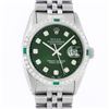 Image 1 : Rolex Mens Stainless Steel Green Diamond & Emerald 36MM Datejust Wristwatch With