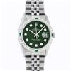 Image 2 : Rolex Mens Stainless Steel Green Diamond & Emerald 36MM Datejust Wristwatch With