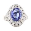 Image 2 : 7.72 ctw Tanzanite And Diamond Ring - 14KT White Gold