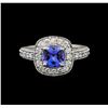 Image 2 : 14KT White Gold 1.23 ctw Tanzanite and Diamond Ring