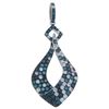 Image 1 : 14k White Gold 1.39CTW Diamond and Blue Diamonds Pendant, (SI/H)