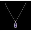 Image 1 : 20.72 ctw Tanzanite and Diamond Pendant With Chain - 14KT White Gold