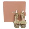 Image 3 : Miu Miu Pistacchio Suede Camoscio Lame Wedges Heels Shoes 39