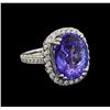Image 1 : 10.35 ctw Tanzanite and Diamond Ring - 14KT White Gold