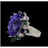 Image 1 : 10.69 ctw Tanzanite, Tsavorite, Blue Sapphire, and Diamond Ring - 14KT White Gol