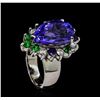 Image 4 : 10.69 ctw Tanzanite, Tsavorite, Blue Sapphire, and Diamond Ring - 14KT White Gol