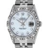 Image 1 : Rolex Mens Stainless Steel Mother Of Pearl Diamond Lugs & Pyramid Bezel Datejust