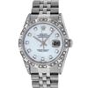 Image 2 : Rolex Mens Stainless Steel Mother Of Pearl Diamond Lugs & Pyramid Bezel Datejust