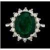 Image 2 : 5.55 ctw Emerald and Diamond Ring - 14KT White Gold