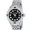 Image 2 : Rolex Ladies Stainless Steel Black Diamond & Channel Sapphire Datejust Wristwatc