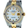 Image 2 : Rolex Mens 2 Tone 14K Mother Of Pearl Diamond & Sapphire Datejust Wristwatch
