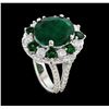 Image 4 : 5.92 ctw Emerald, Tsavorite and Diamond Ring - 14KT White Gold