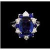 Image 2 : 4.70 ctw Tanzanite, Sapphire and Diamond Ring - 14KT White Gold