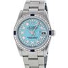 Image 1 : Rolex Womens Midsize 31mm Blue String Diamond & Sapphire Datejust Wristwatch