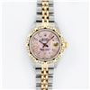 Image 2 : Rolex Ladies 2 Tone 14K Pink Mother Of Pearl Pyramid Diamond Datejust Wristwatch