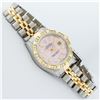 Image 3 : Rolex Ladies 2 Tone 14K Pink Mother Of Pearl Pyramid Diamond Datejust Wristwatch