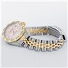 Image 5 : Rolex Ladies 2 Tone 14K Pink Mother Of Pearl Pyramid Diamond Datejust Wristwatch