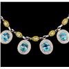 Image 1 : 42.82 ctw Blue Zircon and Diamond Necklace - 14-18KT White And Yellow Gold