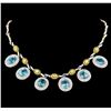 Image 2 : 42.82 ctw Blue Zircon and Diamond Necklace - 14-18KT White And Yellow Gold