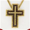Image 1 : 18K Gold 2.04 ctw Fine Yellow Sapphire & Garnet  Slide Cross Pendant & Chain