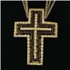 Image 2 : 18K Gold 2.04 ctw Fine Yellow Sapphire & Garnet  Slide Cross Pendant & Chain