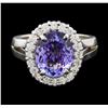 Image 2 : 3.75 ctw Tanzanite and Diamond Ring - 14KT White Gold