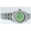 Image 3 : Rolex Ladies Stainless Steel Quickset Green Diamond Lugs Jubilee Datejust Wristw