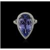 Image 2 : 14KT White Gold 14.51 ctw Tanzanite and Diamond Ring