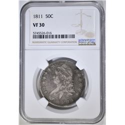 1811 BUST HALF DOLLAR NGC VF-30