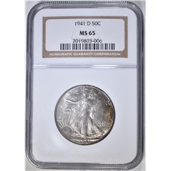 1941-D WALKING LIBERTY HALF DOLLAR NGC MS-65