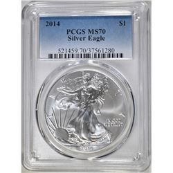 2014 AMERICAN SILVER EAGLE PCGS MS70