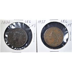 1836 & 1837 LARGE CENT  FINE