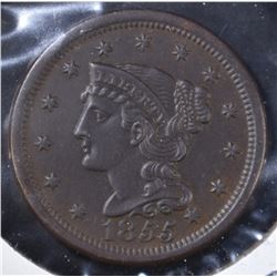 1855 SLANT 5 LARGE CENT  AU