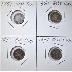 LOT OF 4 HALF DIMES: