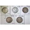 Image 1 : LOT OF 5 WALKING LIBERTY HALF DOLLARS: