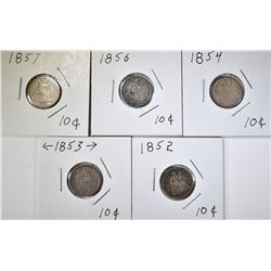 LOT OF 5 SEATED DIMES: