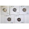 Image 1 : LOT OF 5 SEATED DIMES: