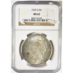 1925-S PEACE DOLLAR NGC MS-62