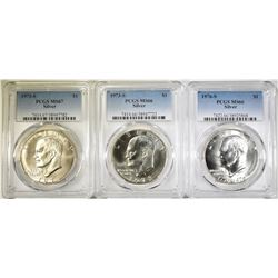 LOT OF 3 PCGS GRADED SILVER IKES: