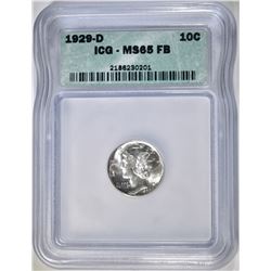1929-D MERCURY DIME, ICG MS-65 FB
