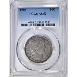 1904 BARBER HALF DOLLAR PCGS AU-53