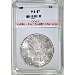 1881 MORGAN DOLLAR, CCGS SUPERB GEM BU