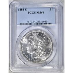 1886-S MORGAN DOLLAR, PCGS MS-64