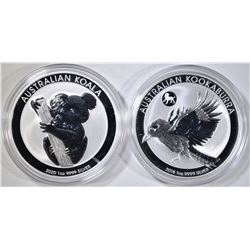 2020 KOALA & 2018 KOOKABURRA 1-Oz SILVER COINS