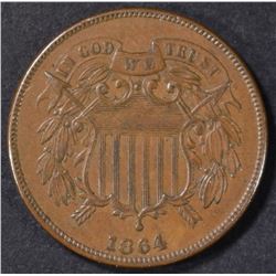 1864 2-CENT PIECE ORIG BROWN UNC