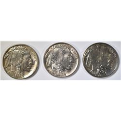 1937-P,D,S BUFFALO NICKELS  GEM BU