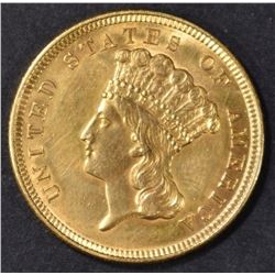 1854 $3 GOLD INDIAN PRINCESS  NICE BU