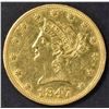 Image 1 : 1847-O $10 GOLD LIBERTY  NICE BU  OLD CLEANING